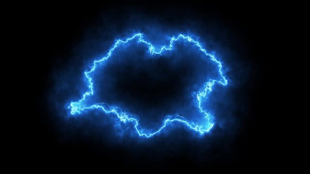 Blue electric energy portal with plasma ring and glowing lightning abstract sci fi background loop
