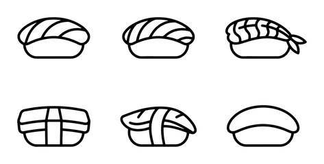 Simple Sushi Icons, Japanese Food Vector Set, Asian Cuisine Graphics, Minimalist Food Illustrations © Sabiha