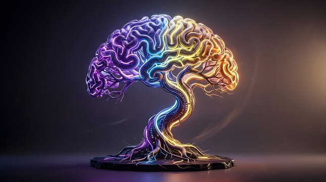 Brain tree conceptual art of neural network growth