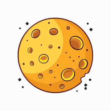 Cartoon Moon with Craters and Bite Mark