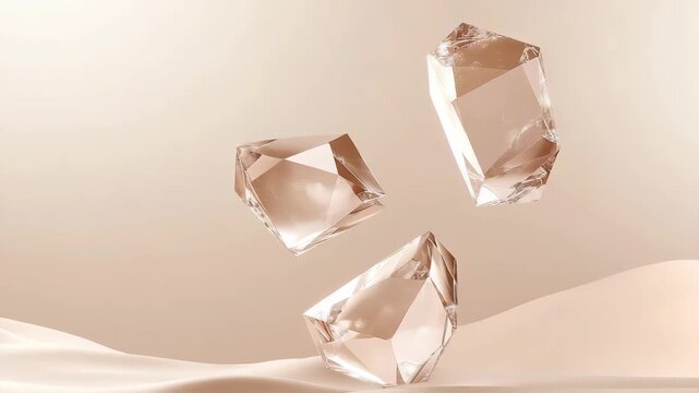Crystals move gently in soft light, highlighting their shapes and clear surfaces. The setting avoids distractions, allowing full focus on the beauty of the crystals in daylight
