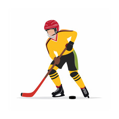 Obraz premium Flat design hockey player with stick and puck
