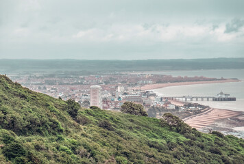 Fototapeta premium panoramic view of the seaside town of Eastbourne in East Sussex, England