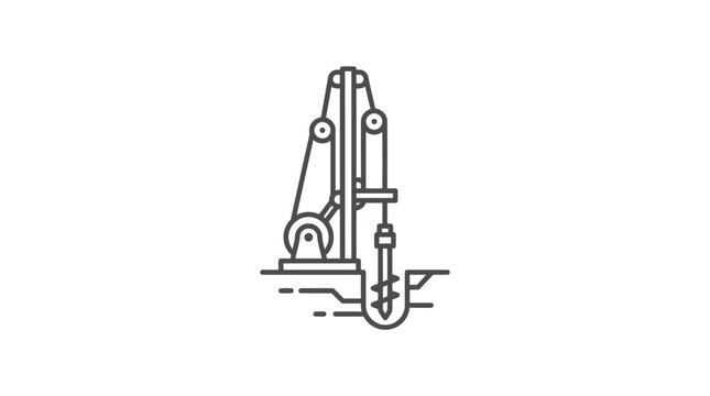 Industrial drilling rig machinery line art icon.