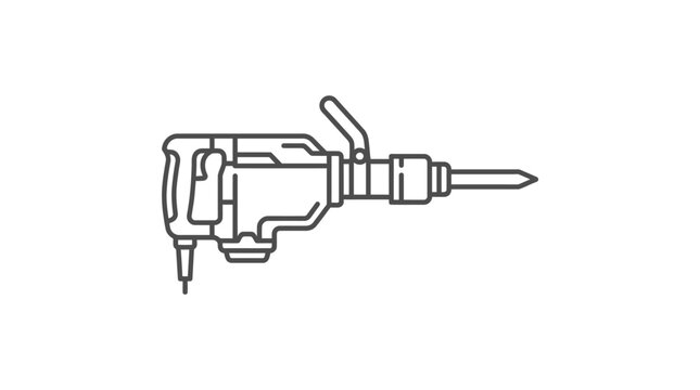 Pneumatic jackhammer demolition tool line icon.