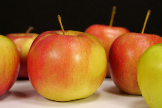 Ripe juicy red and yellow apples