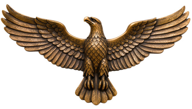 Bronze eagle sculpture with spread wings