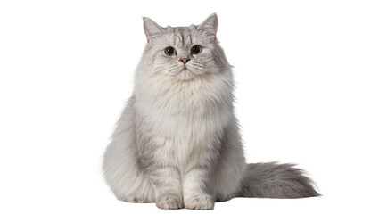 Fluffy silver Persian cat sitting and looking forward © Sophia
