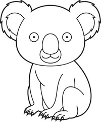 Fototapeta premium Easy coloring cartoon vector illustration of a koala isolated on white background