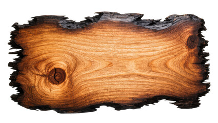 Burnt wood slab with natural grain and knot