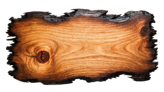 Burnt wood slab with natural grain and knot