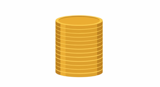 A tall stack of golden coins, rendered in a flat, isometric style