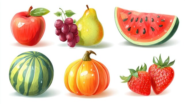 Assortment of vibrant, freshly picked produce items arranged on a white background