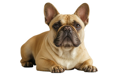 Fawn French Bulldog lying down with alert ears © Sophia