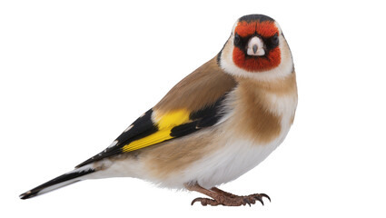 Naklejka premium European Goldfinch bird with red black, white and yellow plumage