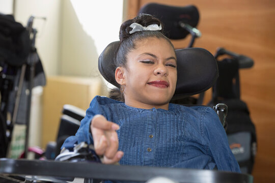 Teen with Spastic Dystonic Cerebral Palsy at school