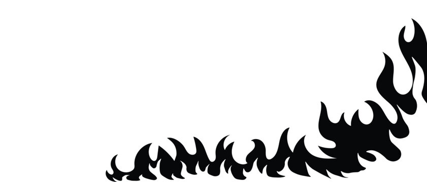 Black and white flame border element for decorative fire effect along lower edge of frame.