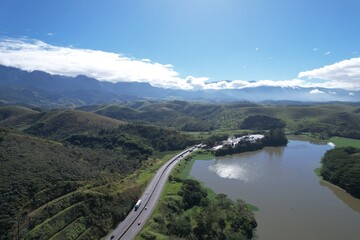 Fototapeta premium Aerial View of Paraíba do Sul River and Via Dutra Highway