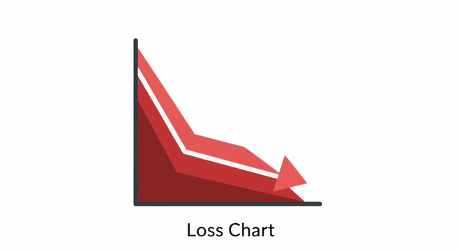 Red declining arrow graphic on white background