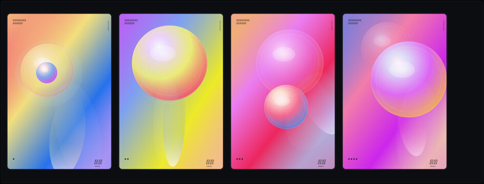 Gradient background, colorful sphere icons, vector illustrations, abstract designs