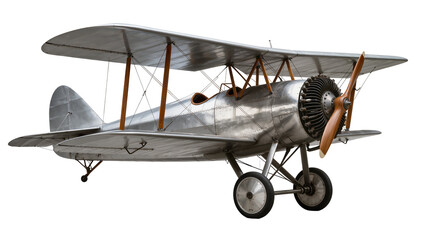 Vintage biplane aircraft with wooden propeller and metal fuselage © Lukas