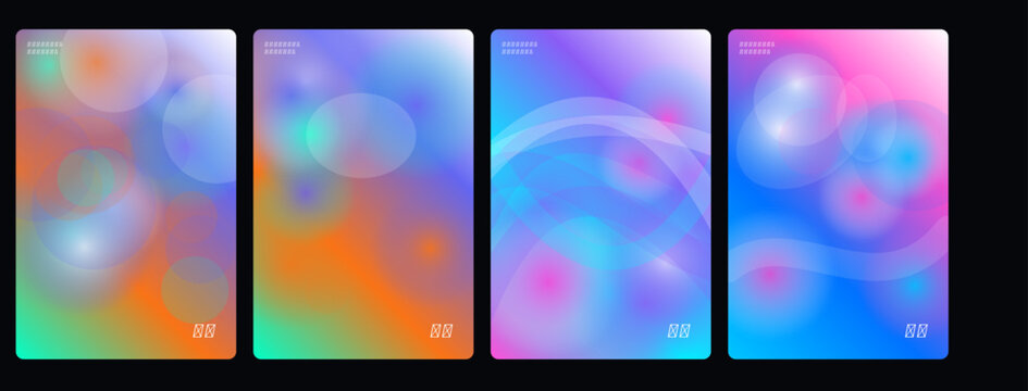 Abstract colorful backgrounds, vibrant gradient textures, four panel designs, multicolor patterns, vector backgrounds