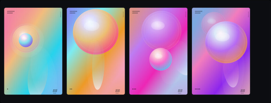 Gradient background, colorful orbs, abstract vector illustrations, vibrant spheres