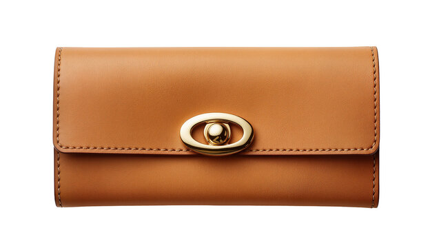 Brown leather wallet with gold clasp