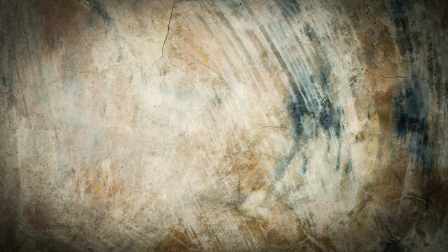 Abstract background texture scratched and cracked on brown concrete surface wall. 