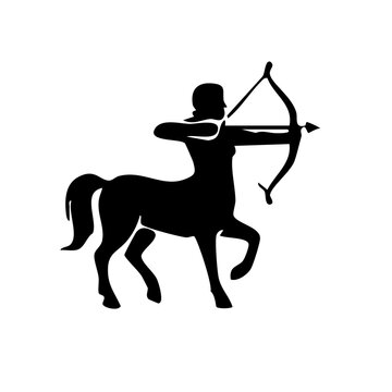 Sagittarius Zodiac Sign Silhouette with Bow and Arrow