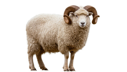 Ram sheep with large curved horns and thick woolly coat © Lukas