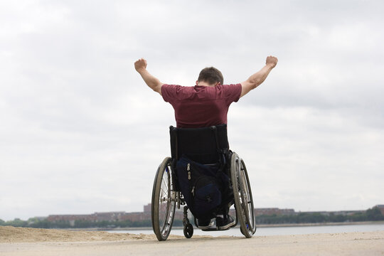 Disabled man on a wheelchair