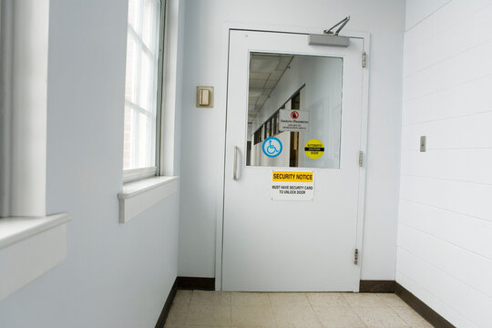 Information signs on a door