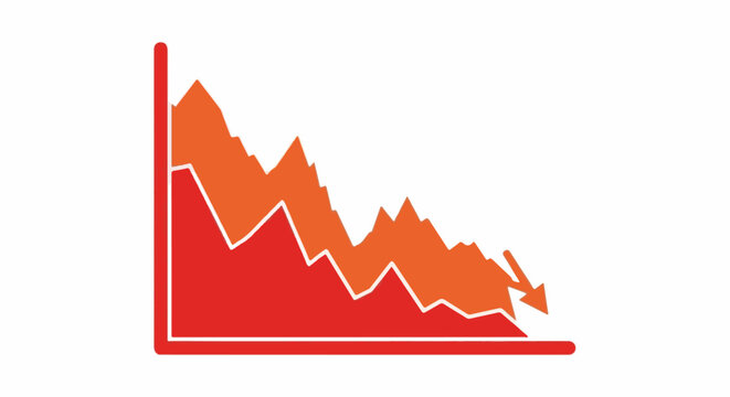 A graphic representation of a downward trending graph with an arrow indicating a sharp decline
