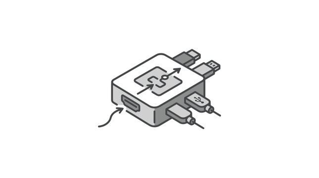 HDMI video switch hub with multiple cable connections.