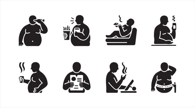 Minimalist relaxation lifestyle icon set with bathing, reading, coffee drinking and leisure activity symbols in black vector style