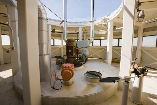 Industrial valves and a motor in a sludge digester