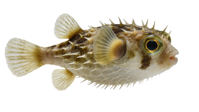 Spiny pufferfish with sharp quills and large eyes