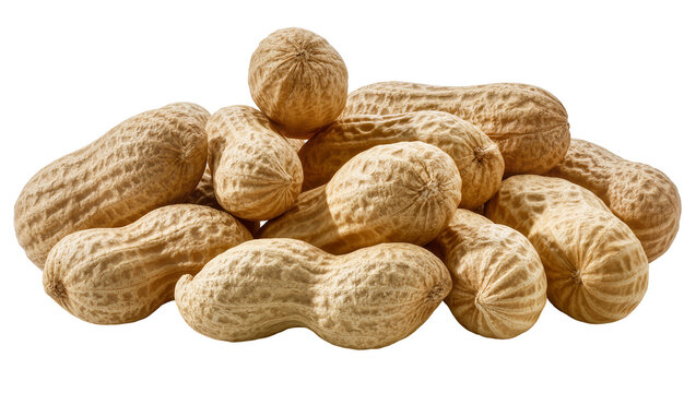 Pile of unshelled peanuts with textured shells