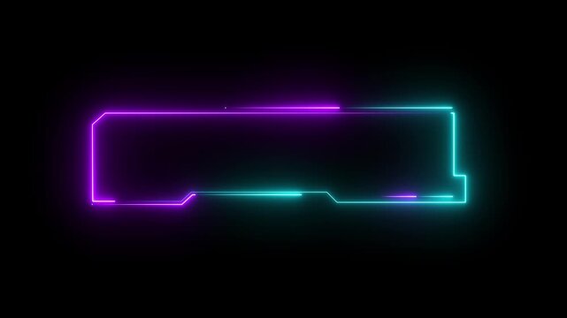 Glowing neon Futuristic HUD Element with Glowing Neon Lines on Black Background.4k motion video