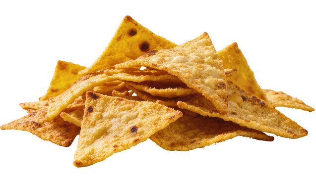 Crispy golden corn tortilla chips pile