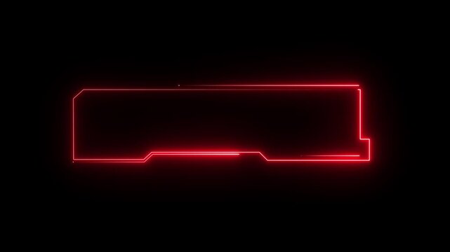 Glowing neon Futuristic HUD Element with Glowing Neon Lines on Black Background.4k motion video