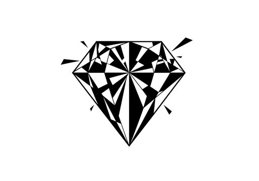 Faceted diamond gemstone logo with dynamic geometric shards.