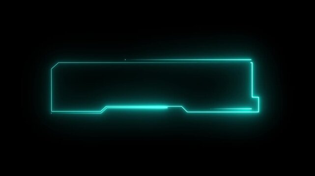 Glowing neon Futuristic HUD Element with Glowing Neon Lines on Black Background.4k motion video