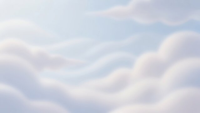 Soft focus fluffy white clouds drifting serenely across a gentle pale blue sky creating an ethereal dreamy backdrop perfect for tranquil peaceful spiritual romantic or hopeful design projects