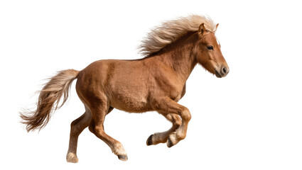 Brown horse with flowing mane and tail running © Emma
