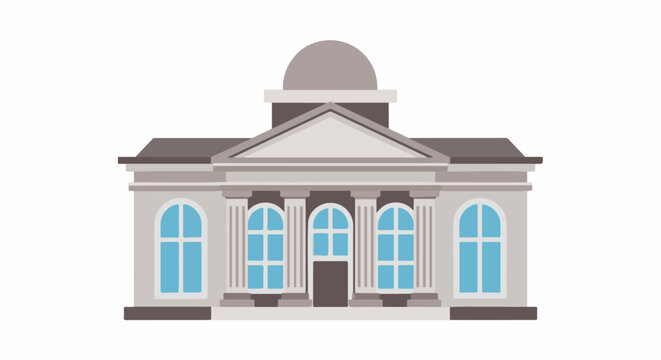 A classical building with columns, a triangular pediment, and a dome