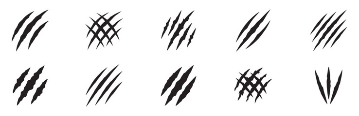 Claw scratches icon set. Animal scratch marks. Monster or wild cat claw rips and tears. Vector illustration. Vector Graphic. EPS 10 © Jeremy_Show