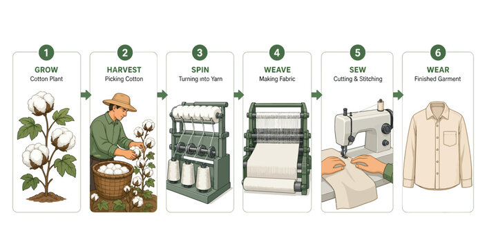 Cotton Harvesting Industrial Process.