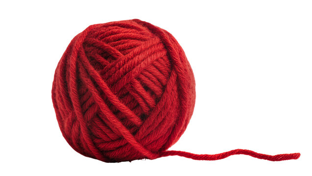 Red yarn ball with loose strand